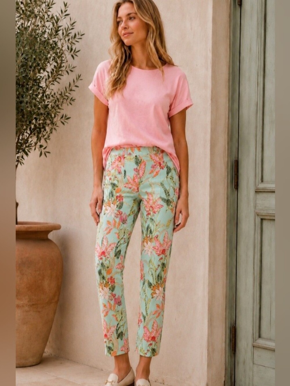 Spartina 449 Maren Botanical Print Pull On Pants Pant Size XL